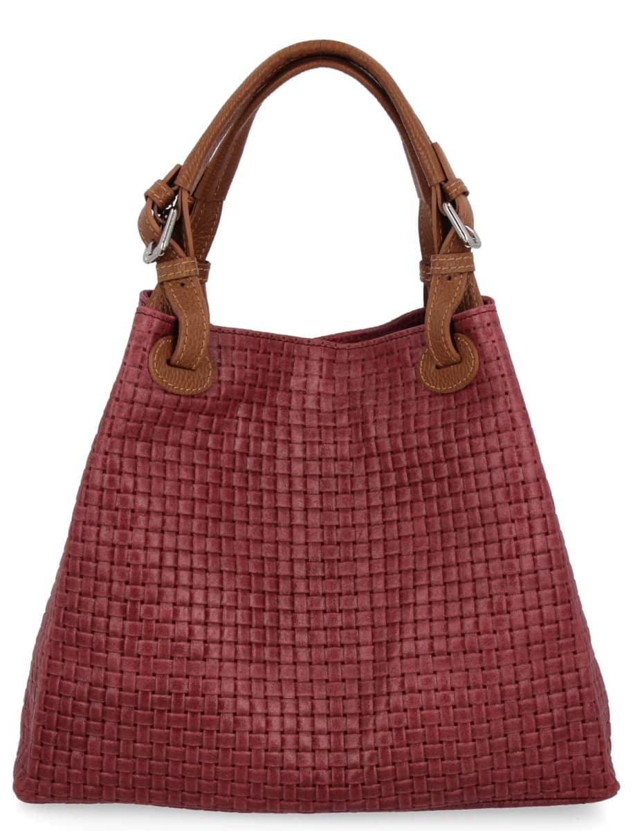 Włoskie Torebki Skórzane Shopper Bag firmy Vittoria Gotti Bordowe (kolory)