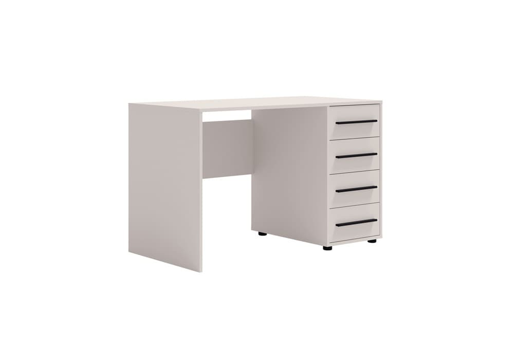 Biurko Maxione 120 cm beżowe nowoczesne biurko szufladami uniwersalny design idealne wpasuje się do pokoju nastolatka lub gabinetu