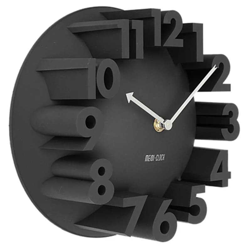 Salon Art Decor 3D Highlight Number Wall Clock Black Modern Design Mute Hanging Clocks Living Room Home Decoration 24cm