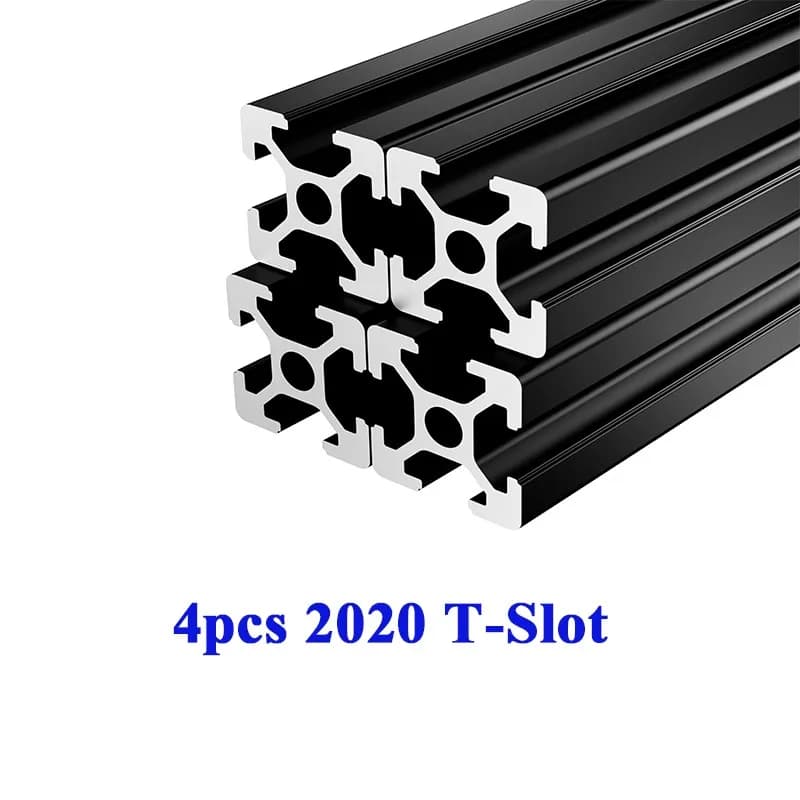 4 szt. 2020 profil wytłaczany aluminium T-Slot 20x20mm europejski standard anodowana szyna liniowa do części drukarki 3D DIY srebrny czarny