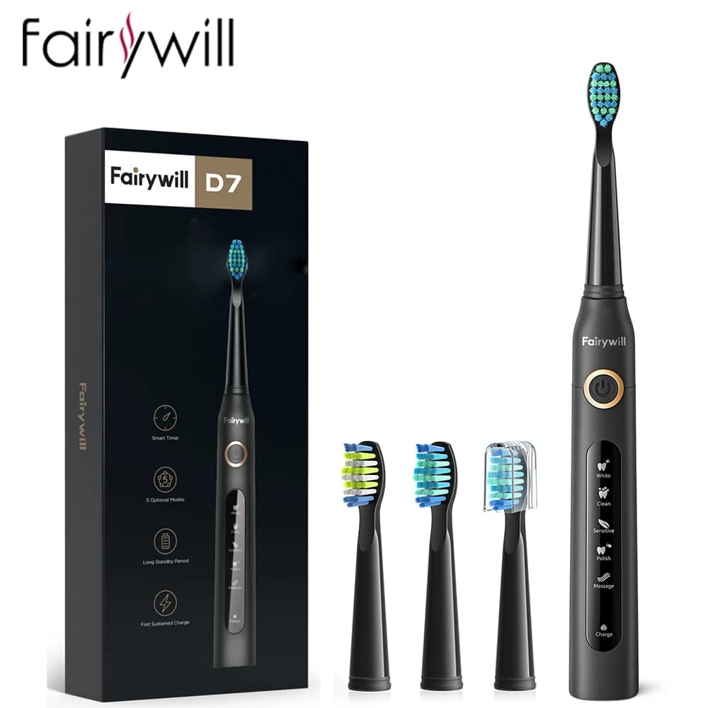 Fairywill elektryczna soniczna szczoteczka do zębów USB Charge FW-507 akumulatorowe wodoodporne elektroniczne szczoteczki do zębów głowice