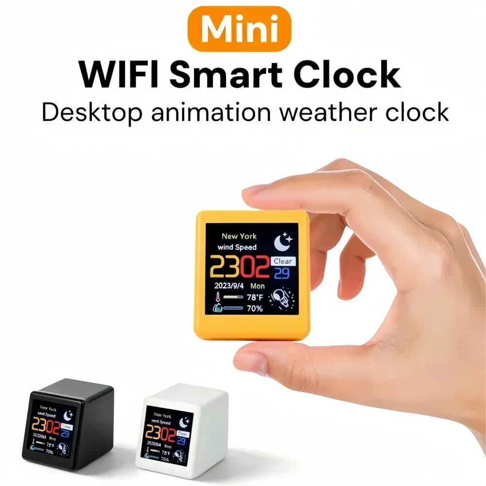 Inteligentna stacja pogodowa WiFi z zegarem biurkowym, wyświetlaczem temperatury, wilgotności, czasu, budzikiem, do dekoracji stołu, samochodu,