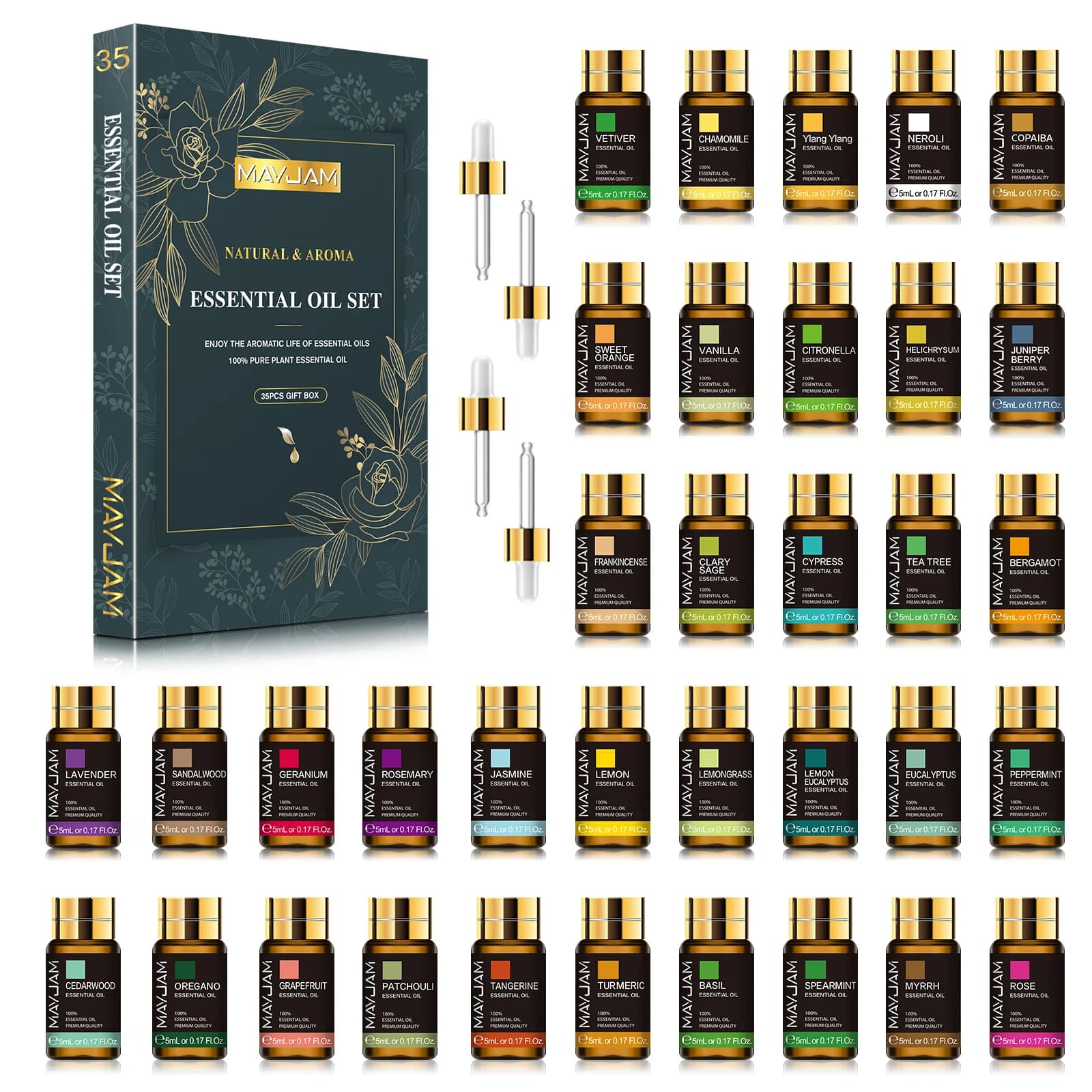 MAYJAM 35 butelek zestaw olejków eterycznych do nawilżacza lawenda eukaliptus waniliowy oregano Neroli olejek zapachowy DIY Making świeca
