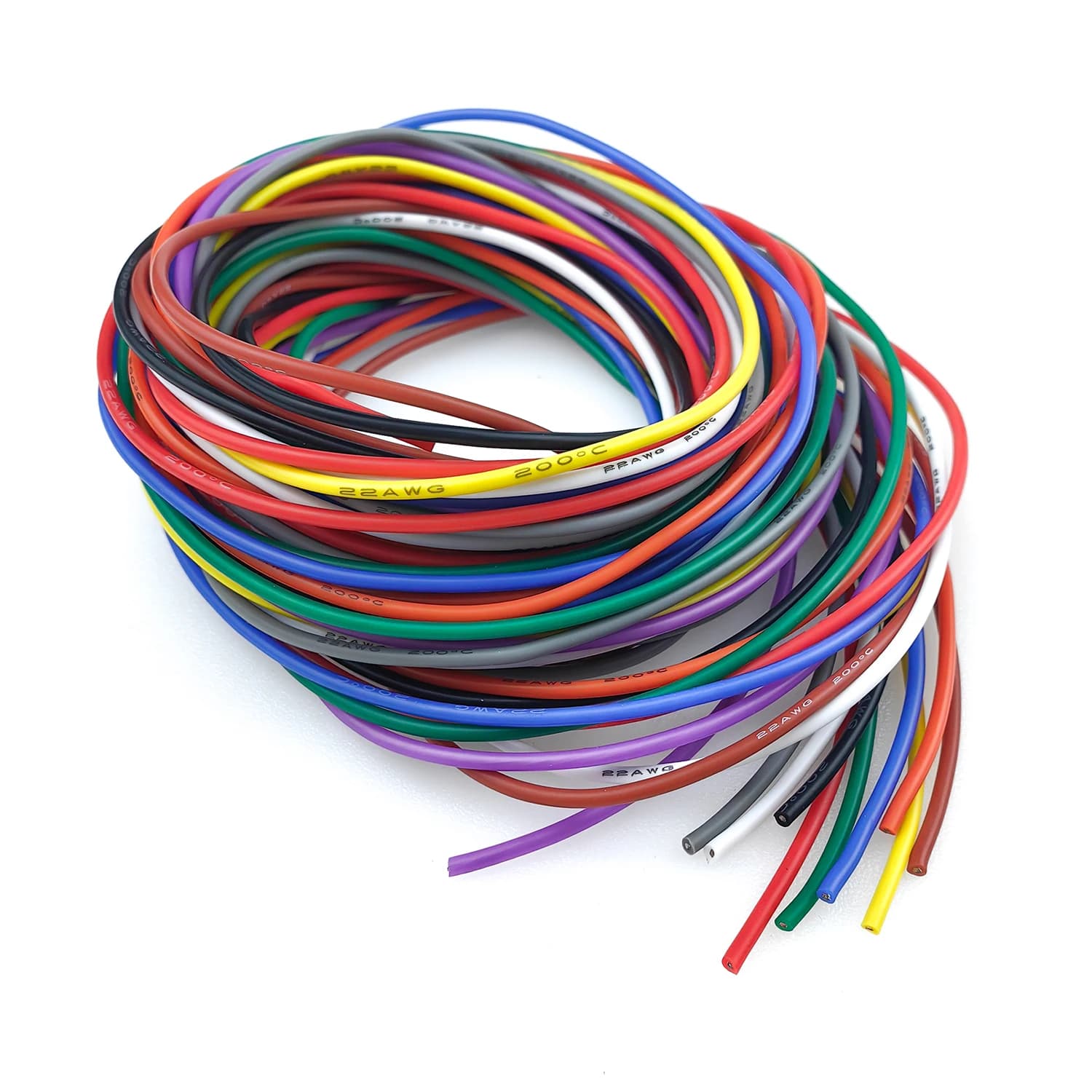 10 kolorów 16-18-20-22-24-26-28-30 Silikonowy przewód elektryczny 10 stóp każdy Kolor 22 AWG Zestaw przewodów przyłączeniowych z cynowanej