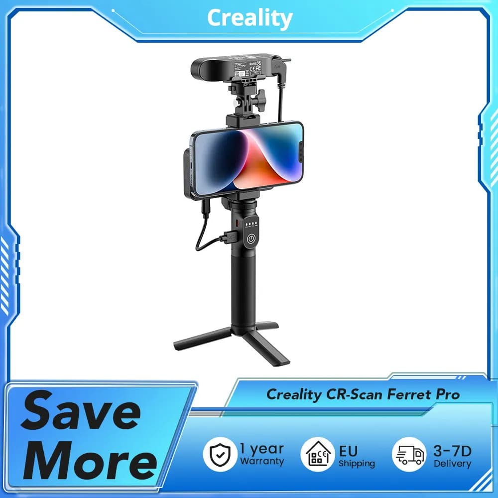 Creality CR-Scan Ferret Pro Skaner 3D Źródło światła podczerwieni, prędkość skanowania do 30 klatek na sekundę, dokładność 0,1 mm,