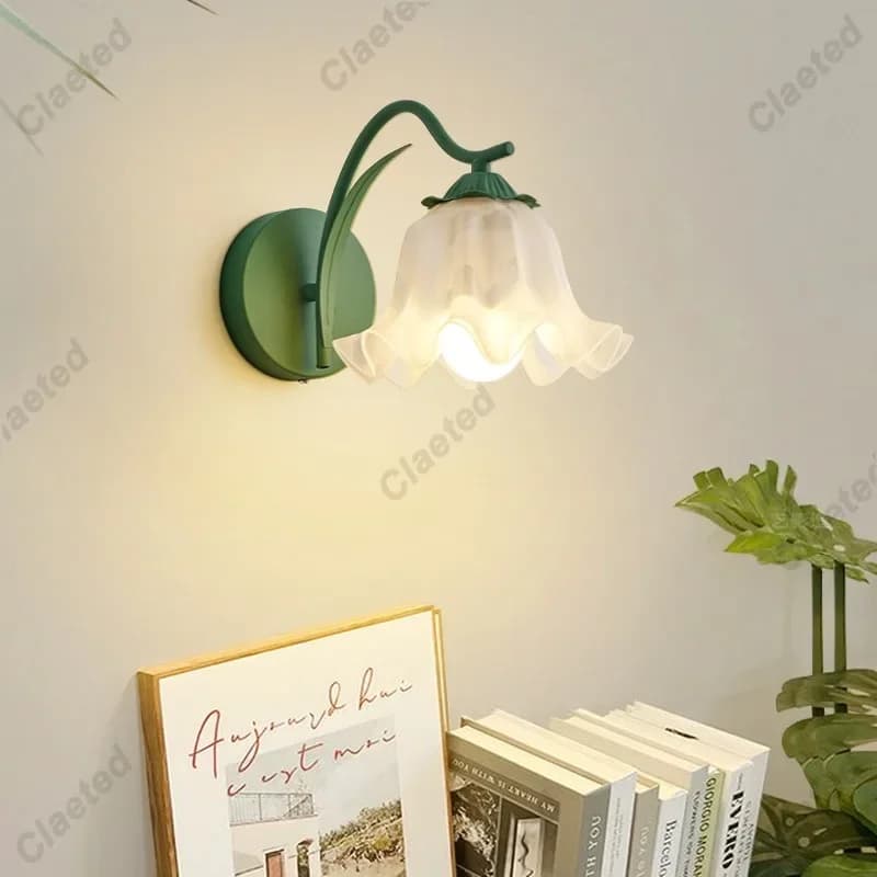 Retro kremowy styl wiejski kwiat z powrotem trzykolorowa kinkiet lampka nocna do sypialni salon schody przedpokój kinkiet
