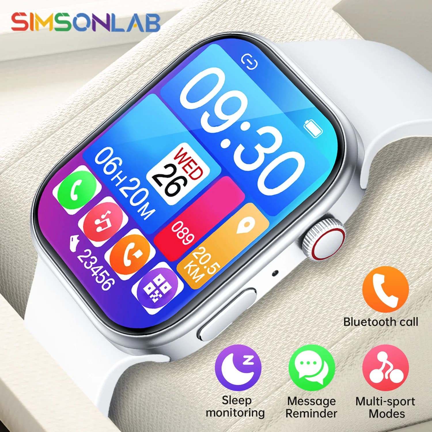 NOWY Smartwatch 1.83" Ekran HD Monitorowanie Snu i Zdrowia Połączenia Bluetooth Tryby Multi-Sport Modne Smartwatchy Dla Kobiet i Mężczyzn Prezent