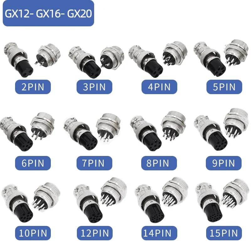 5/10/20Zestaw GX12 GX16 GX20 2 3 4 5 6 7 8 9 10 12 14 15 Pin Męskie i żeńskie gniazdo wtykowe lotnicze Złącze okrągłe