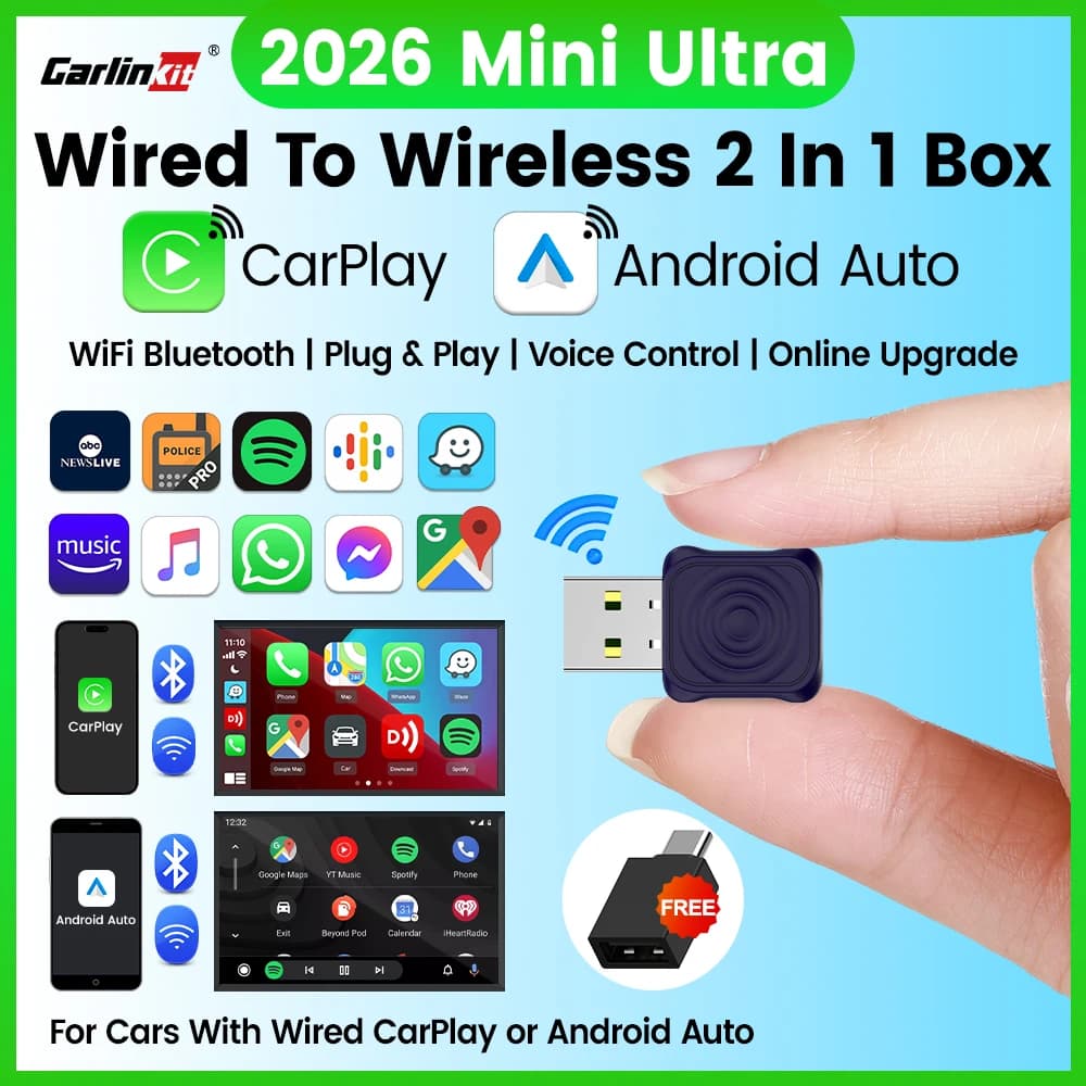 CarlinKit 5.0 Mini Ultra Wireless Adapter Bezprzewodowy CarPlay Android Auto dla OEM Samochodowe połączenie Plug and Play WiFi Bluetooth Auto
