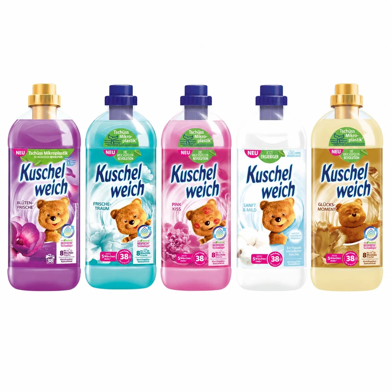 Płyn do płukania KUSCHELWEICH Zestaw mix 5x 1l (5x 38 prań)