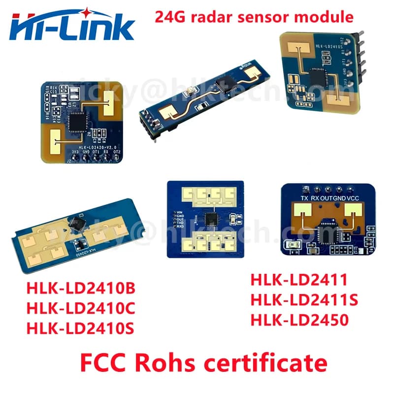 Hi-Link Rohs/FCC/CE 24G HLK-LD2410 LD2410C LD2402 LD2450 LD2401 Moduł radarowy czujnika obecności człowieka do inteligentnego domu/hotelu