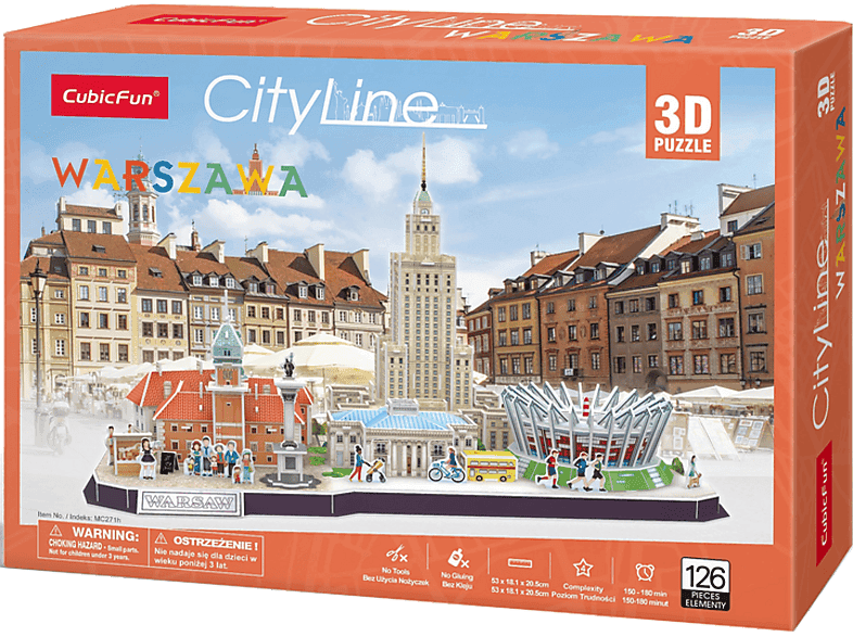 Puzzle DANTE Cubic Fun Cityline Warszawa 126 elementów Wielokolorowy