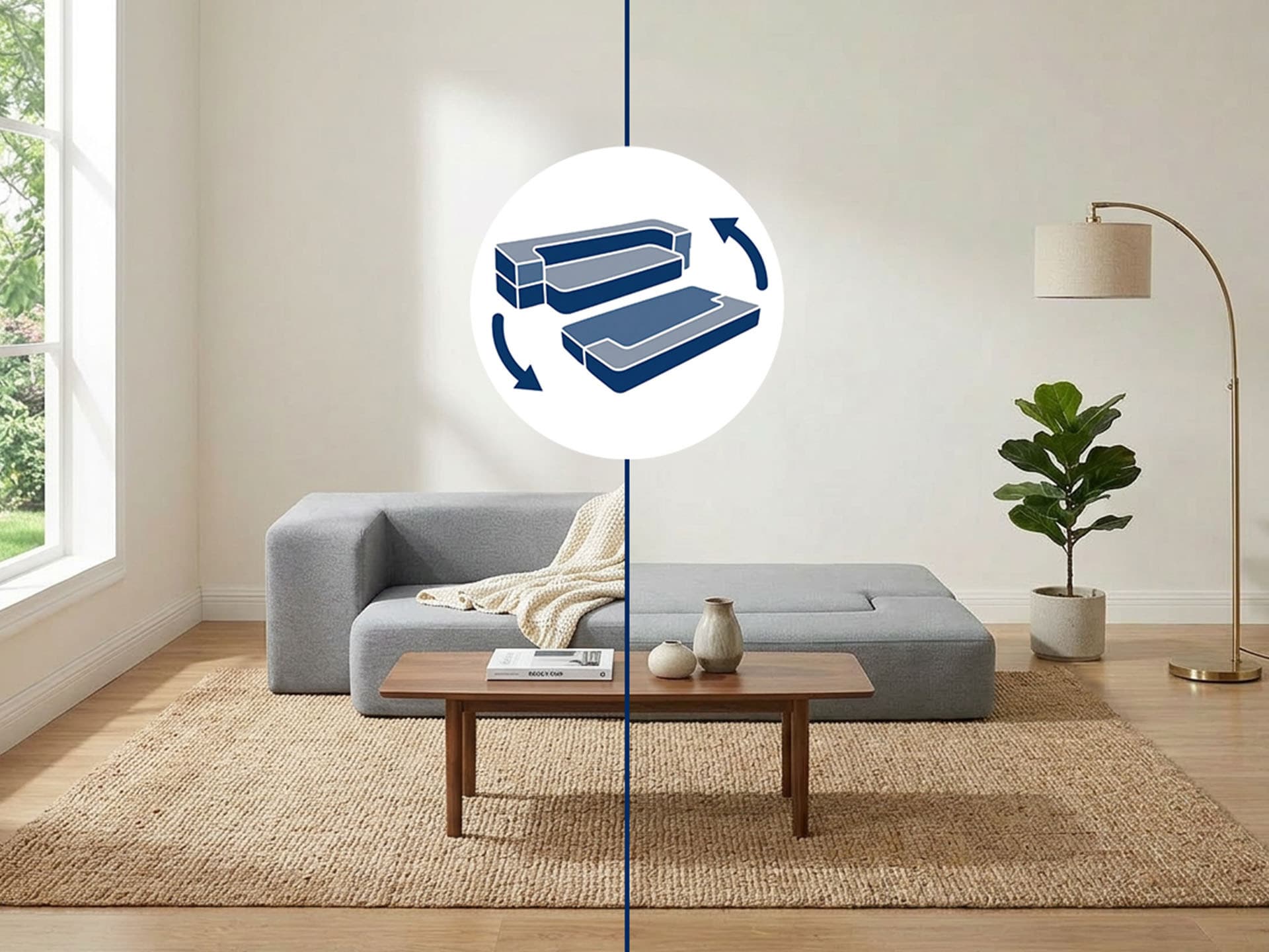 Sofa-materac 2w1 jasnoszara szary