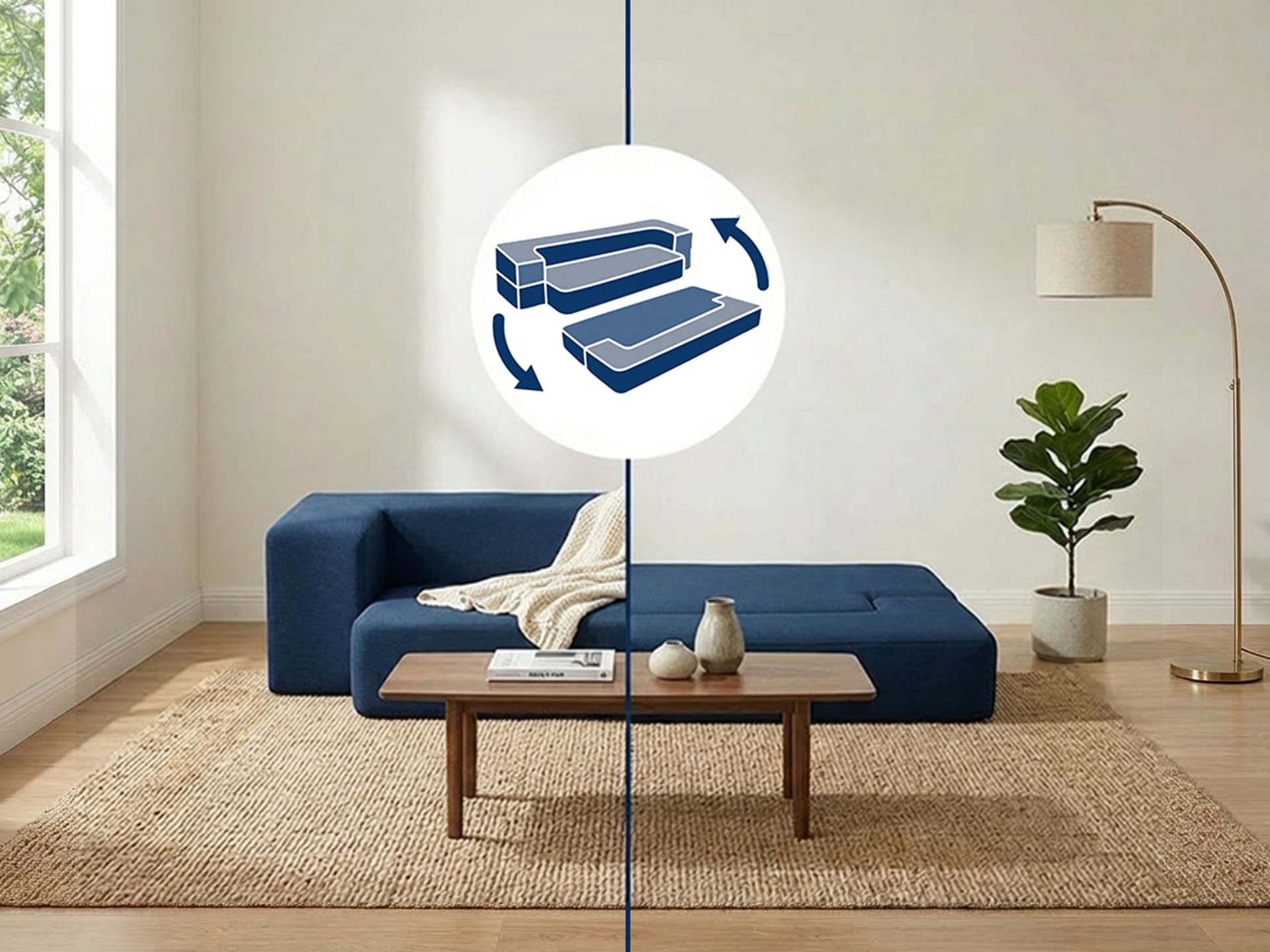 Sofa-materac 2w1 niebieska granat