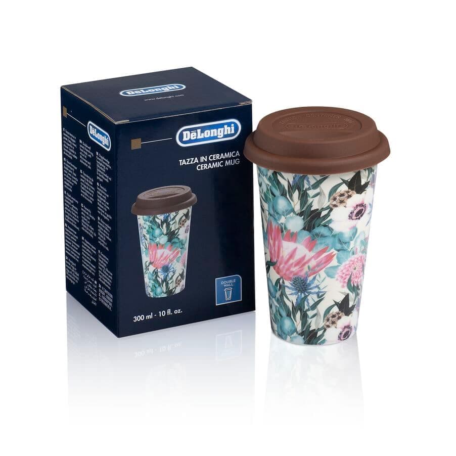 De'Longhi Kubek ceramiczny z podwójnymi ściankami, kwiatowy wzór, 300 ml DLSC065