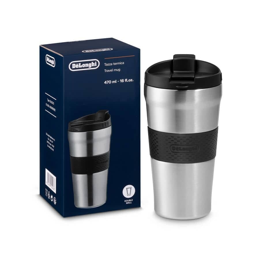 De'Longhi Kubek termiczny do kawy lub herbaty na wynos, ze stali nierdzewnej, 470 ml DLSC073