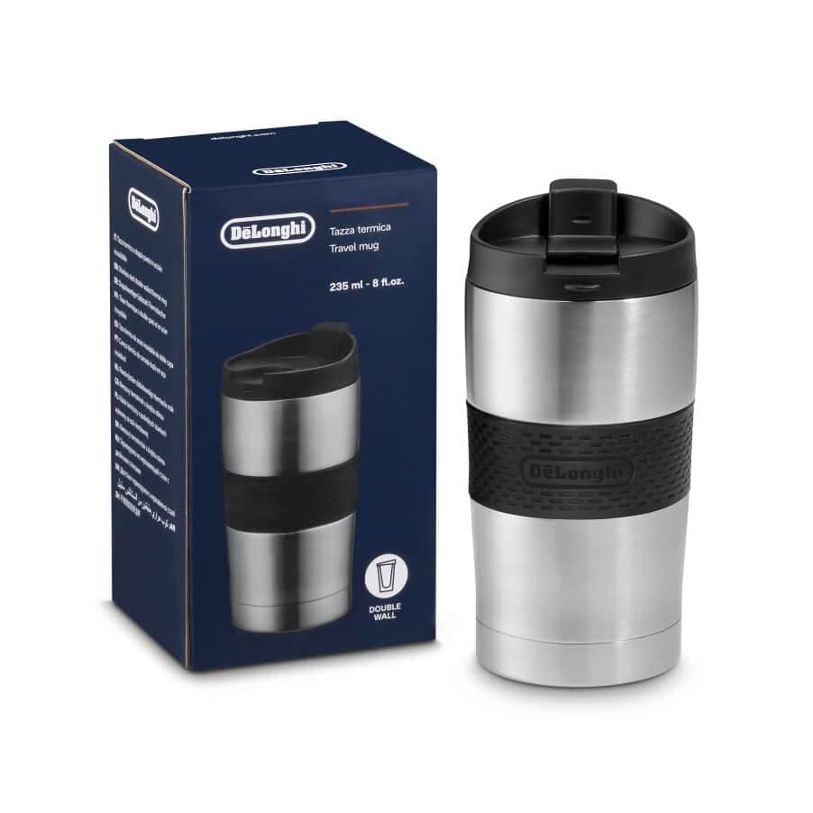 De'Longhi Kubek termiczny do kawy lub herbaty, do samochodu, ze stali nierdzewnej, 235 ml DLSC074
