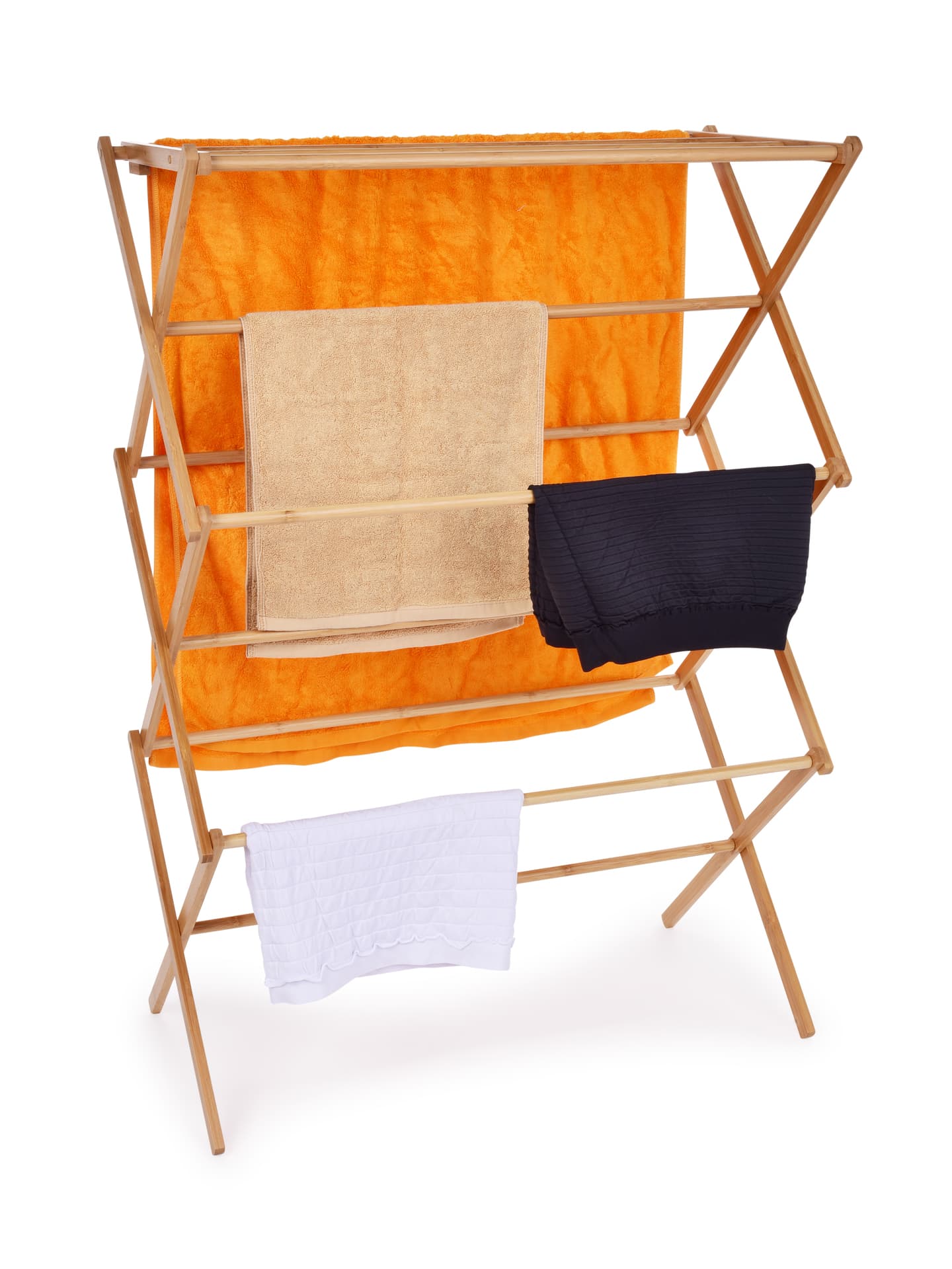 GoEco® | Bambusowa składana suszarka na pranie z mocnymi prętami | 105 cm
