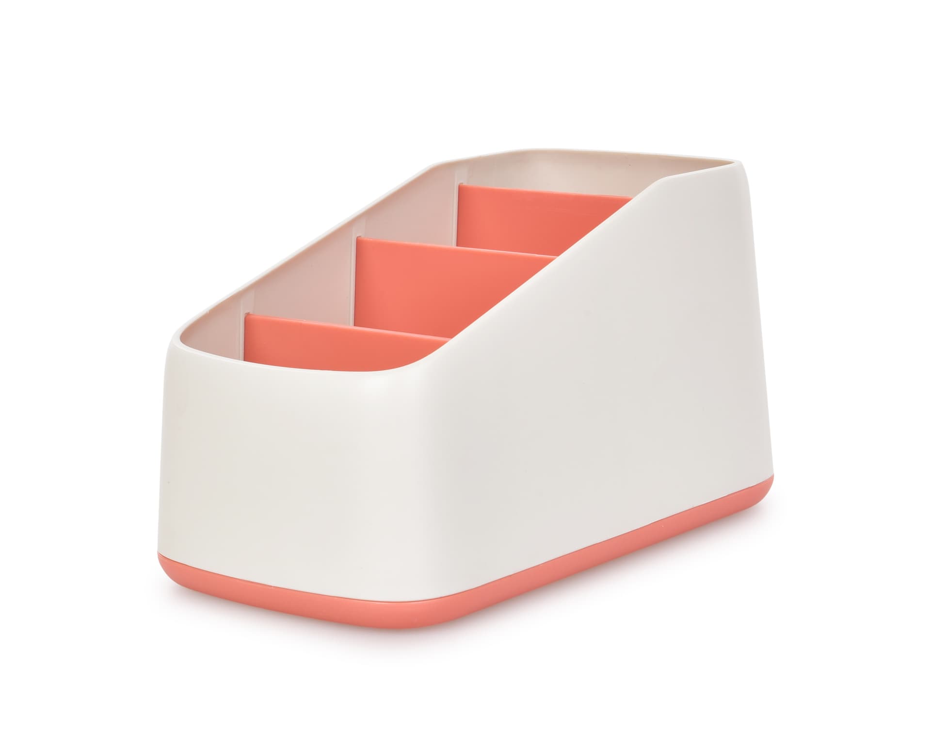 OFFICE | Biurowy organizer z 4 przegródkami | stojak na przybory do pisania | szerokość 9,5 cm | koralowy