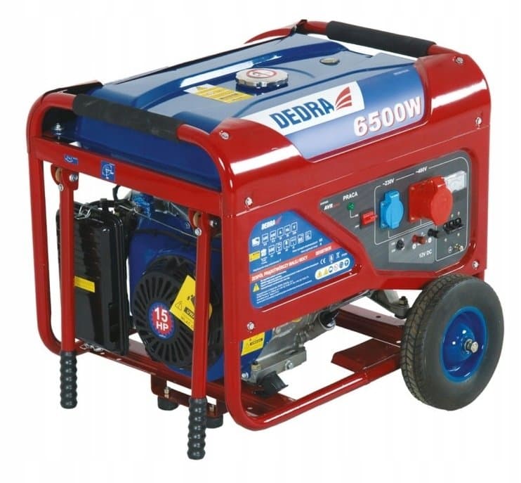 Agregat prądotwórczy, generator DEDRA DEGB7503K moc max. 6,5kW, 6000W, miedziane uzwojenie silnika, 1x400V, 1x230V