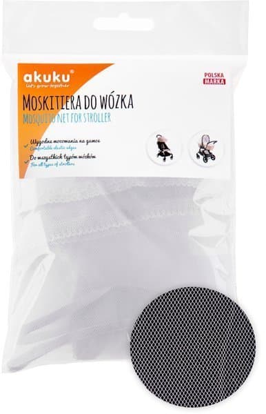 Moskitiera do wózka AKUKU Uniwersalna - Biała ochrona przed owadami siatka spacerowa lato dla dzieci wózek głęboki spacerówka