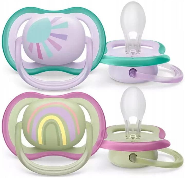 Smoczek silikonowy PHILIPS AVENT Ultra Air, 2 szt. - 0-6 miesięcy oddychający bez BPA etui do sterylizacji dla niemowląt