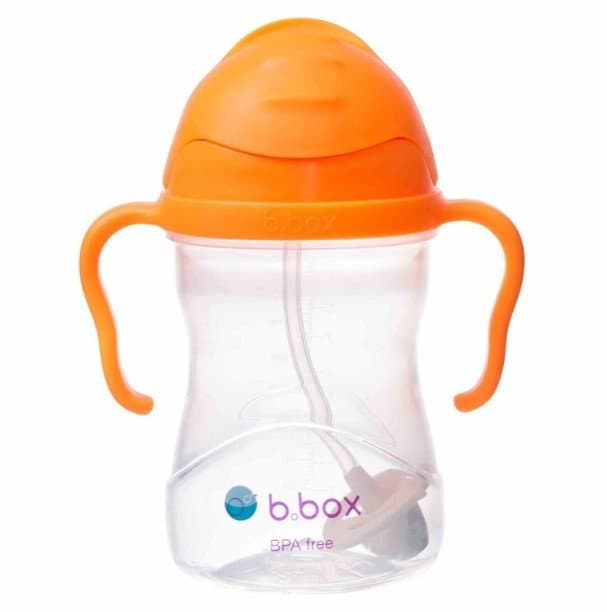 B.Box, Bidon ze słomką, Pomarańczowy, 240 ml
