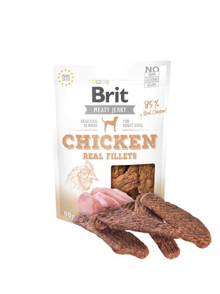 Brit Jerky, Przekąski dla psa, Chicken Fillets, 80 g