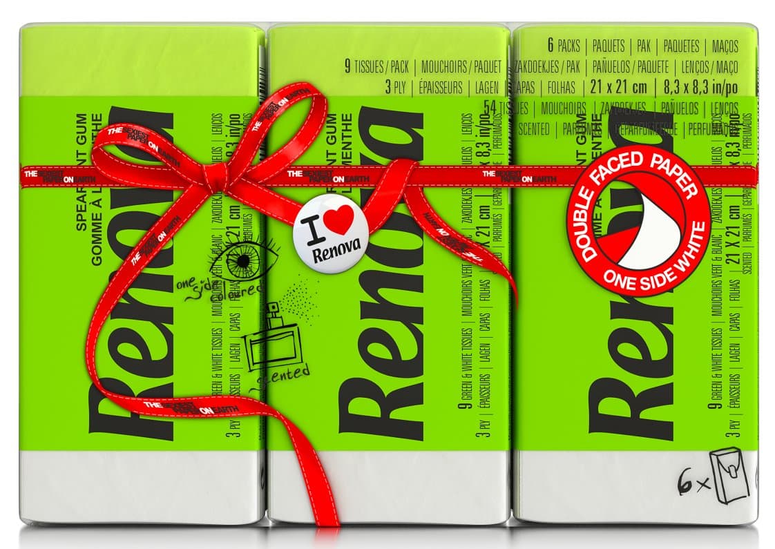 Chusteczki higieniczne Renova Red label zielone 6x9szt