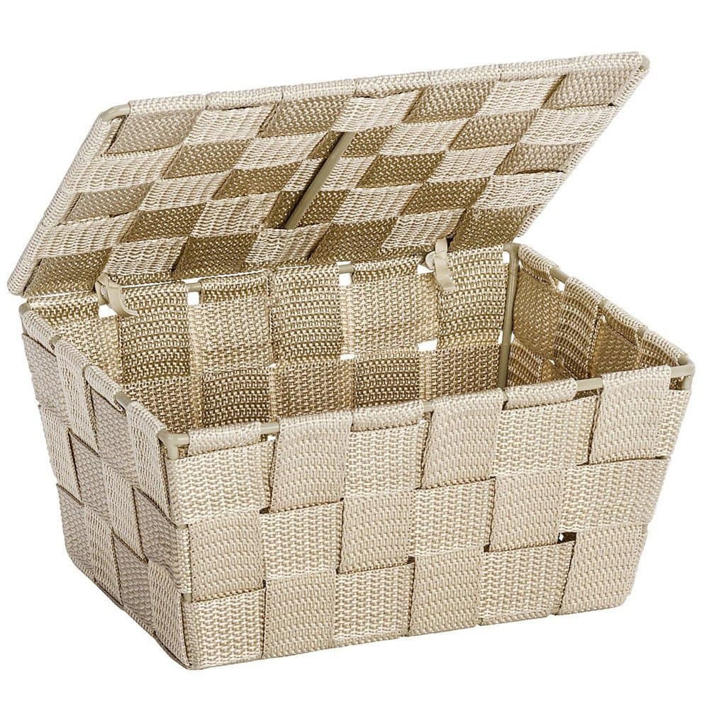 Koszyk z pokrywką WENKO Adria Beige, beżowy, 10x14x19 cm