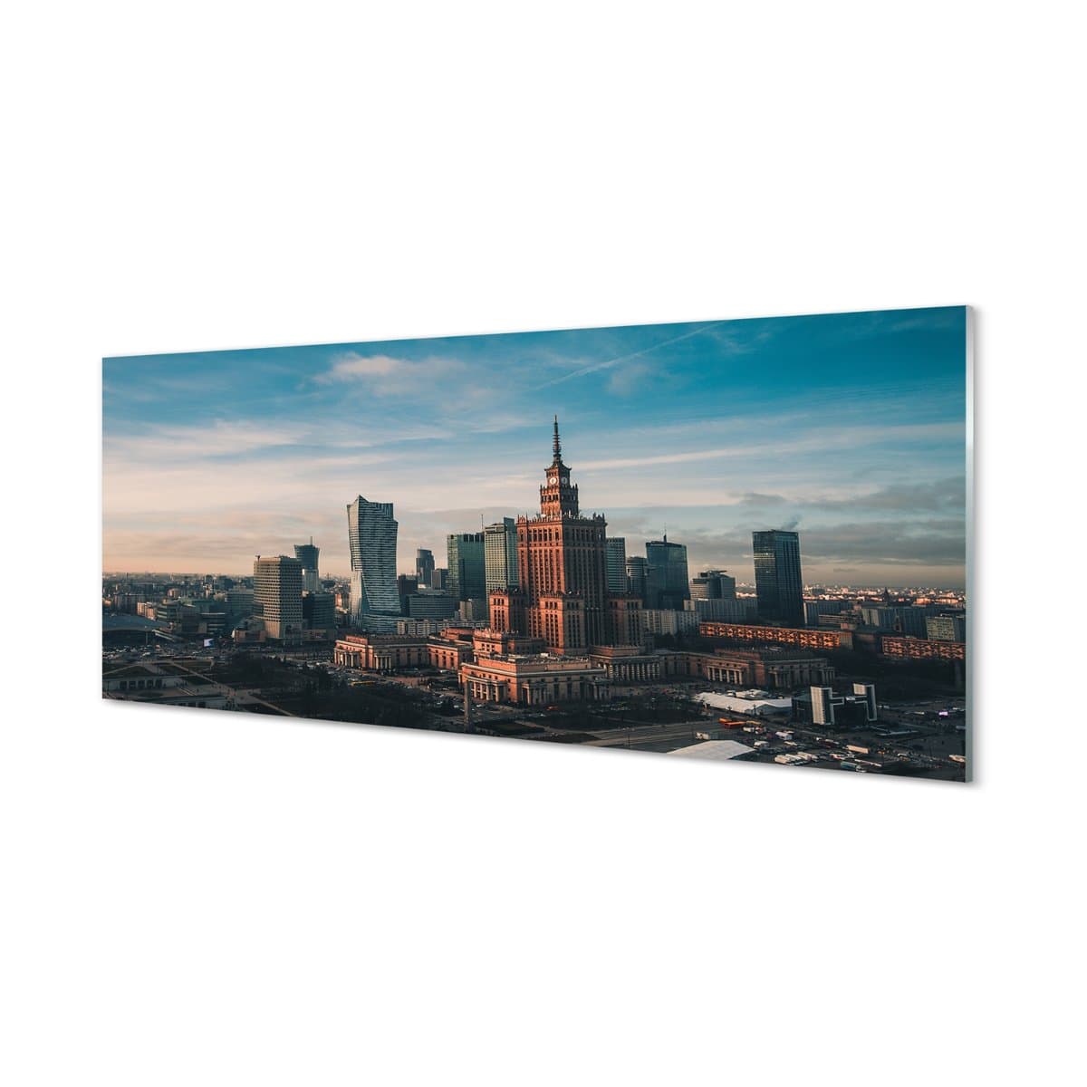 Lacobel szklany + klej Warszawa Wieżowce 125x50 cm