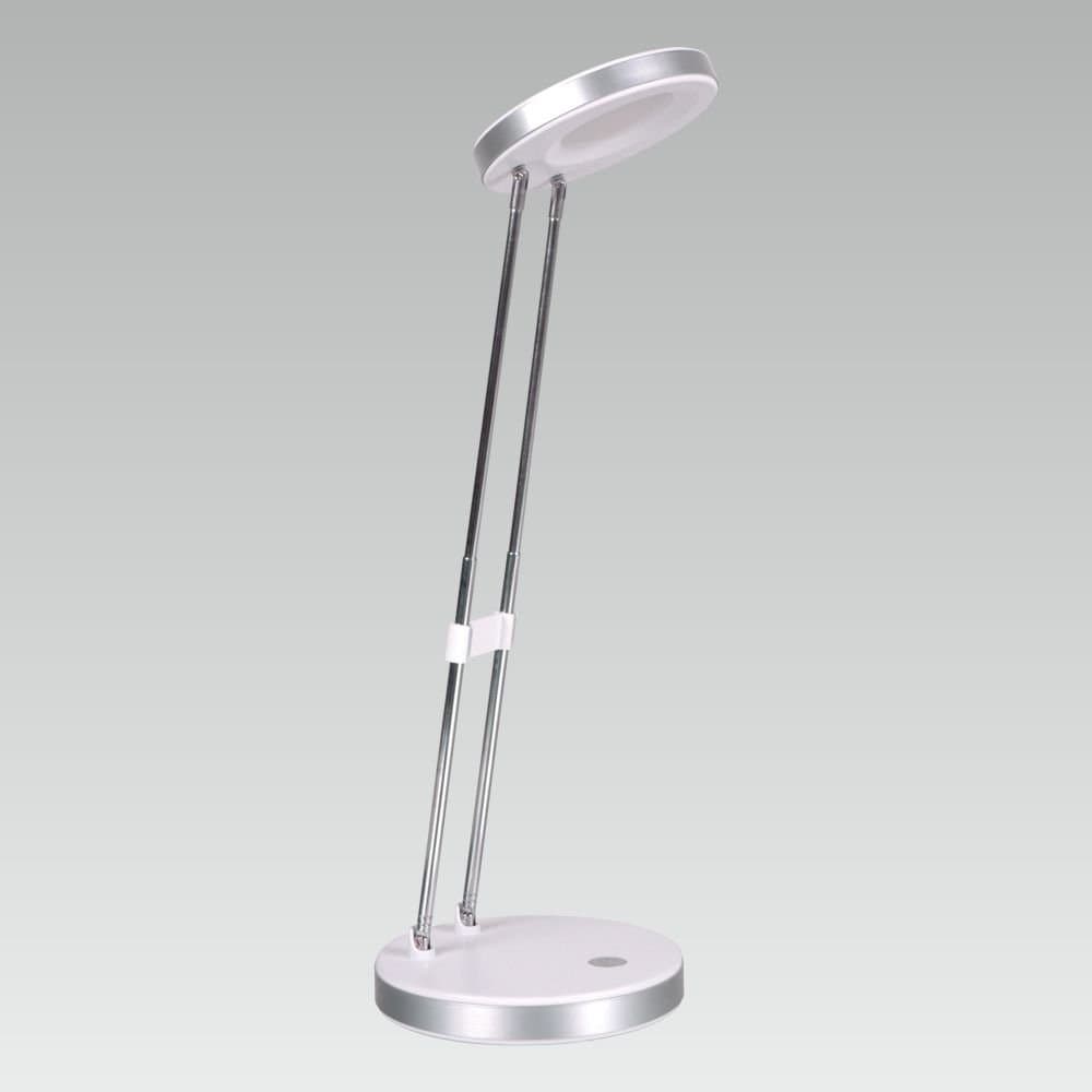 Lampka biurkowa PREZENT Flex, biało-srebrna, 3,2W, 19x12 cm