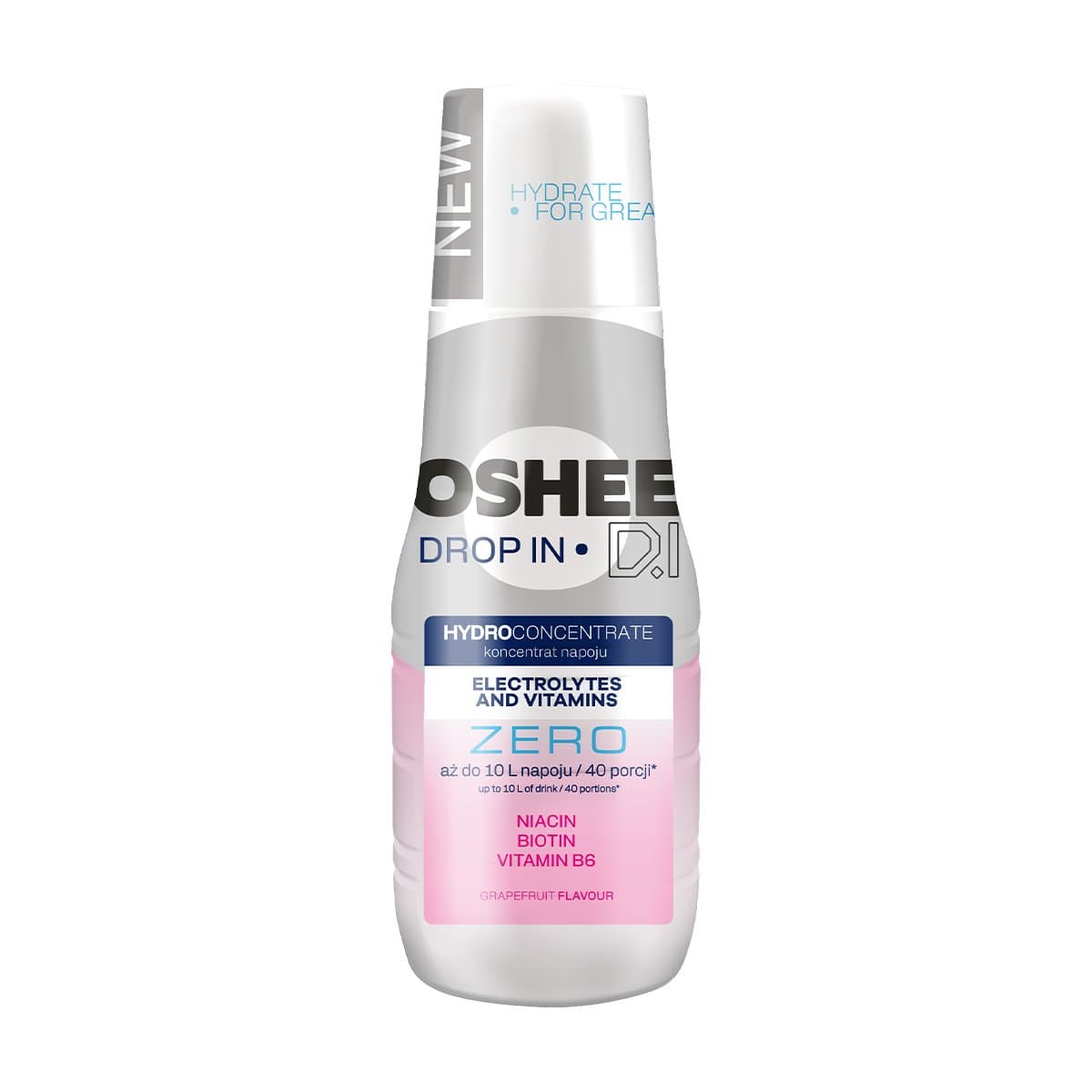 Hydrokoncentrat OSHEE Drop In ZERO OSHEE grapefruit - 500 ml bez cukru elektrolity witaminy B6 biotyna niacyna napój izotoniczny do rozcieńczania