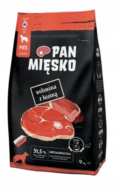 PAN MIĘSKO sucha karma dla psa Wołowina z koziną M 9kg