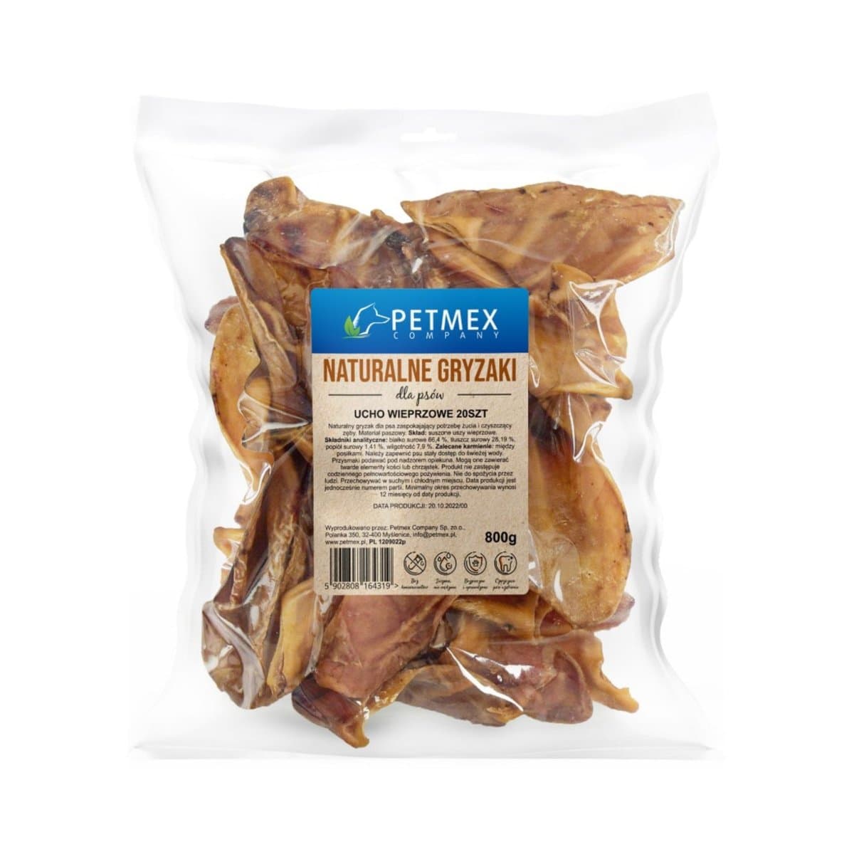 PETMEX Ucho wieprzowe gryzak naturalny 20 szt.