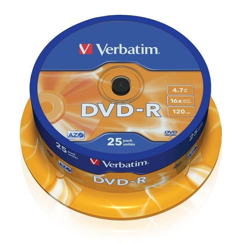 Płyty DVD-R VERBATIM 16X Cake, 25 Szt.