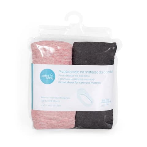 prześcieradło do gondoli 73-80x30-37 2szt Dark grey+Pink