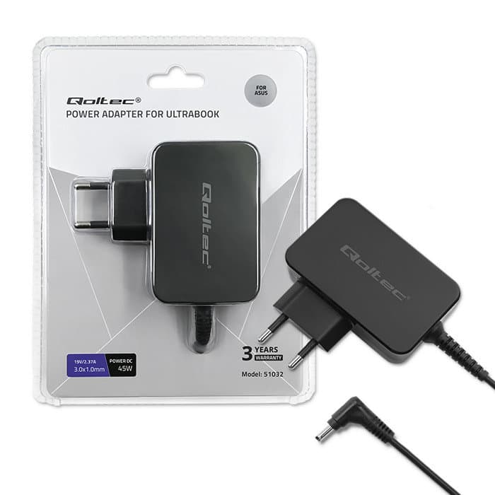 Qoltec Zasilacz Do Ultrabooka Asus 45W 19V 2.37A 3.0*1.0