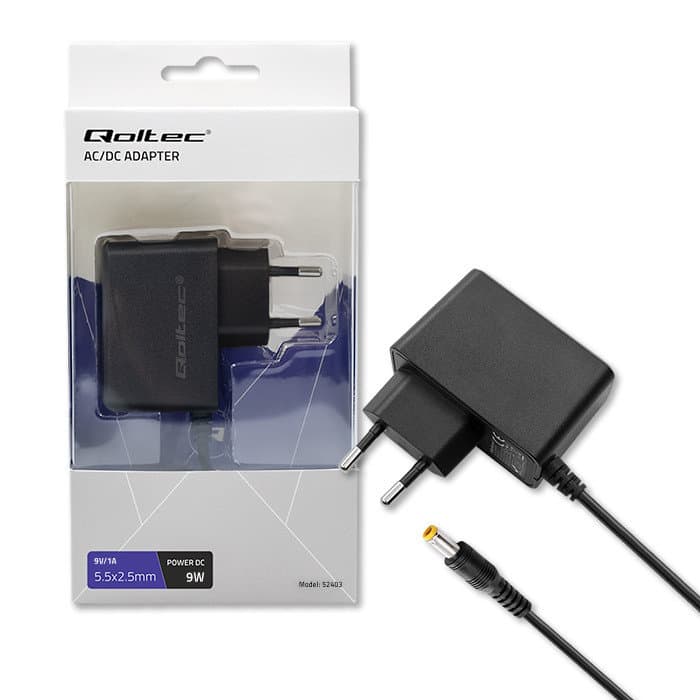 Qoltec Zasilacz wtyczkowy 9W 9V 1A | 5.5*2.5