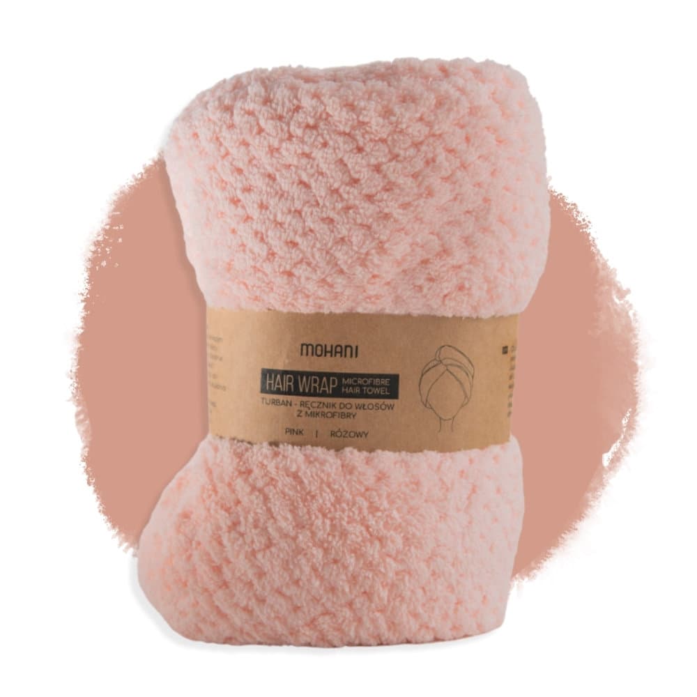 Ręcznik Szybkoschnący Z Mikrofibry Do włosów Turban Różowy 65x22 Mohani