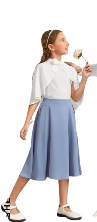 SHEIN KOMPLET DZIECIĘCY BIAŁO NIEBIESKI 128cm V4C