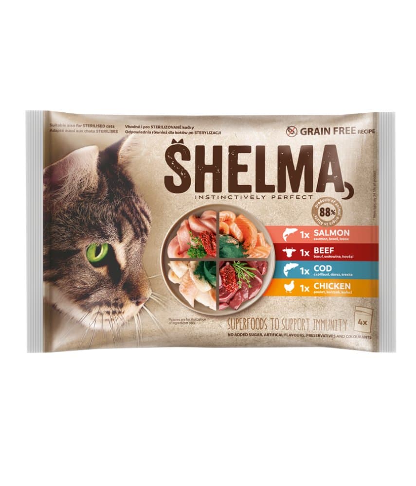 Shelma Grain Free Fillets, Meaty & Fish Selection 4X 85 G