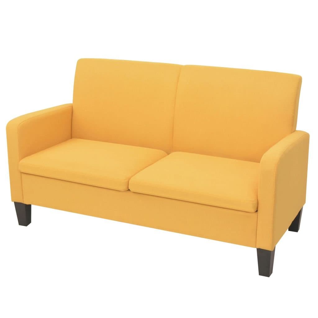 Sofa tapicerowana vidaXL, 2-osobowa, żółta, 135x65x76 cm