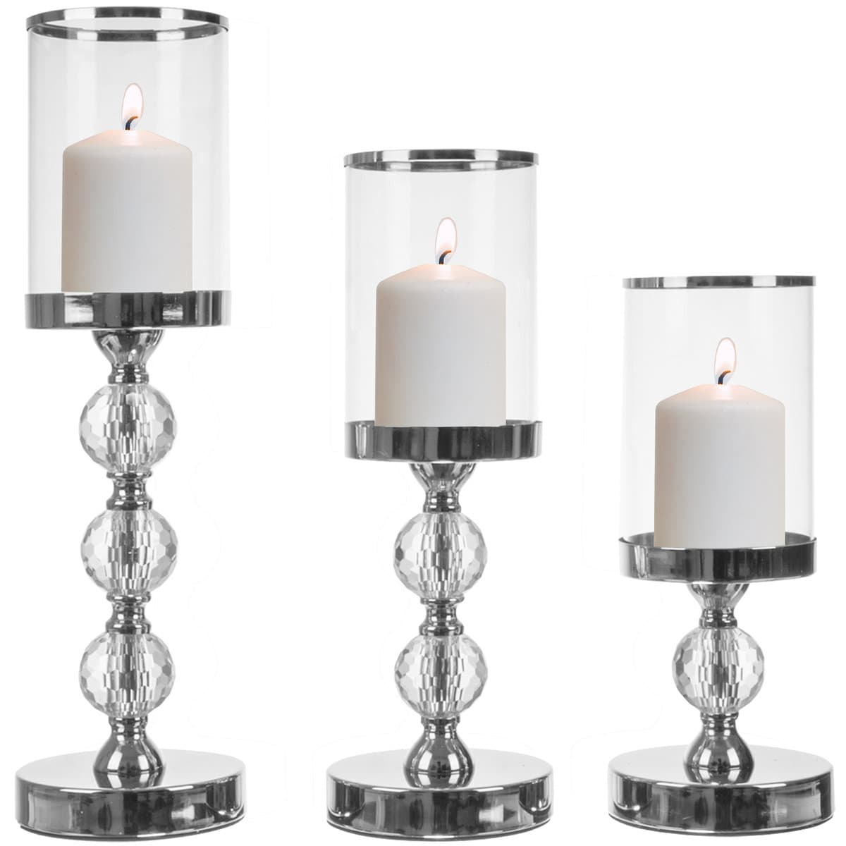 Świecznik Szklany Lampion Glamour Zestaw 1-2-3 Szt Ruhhy