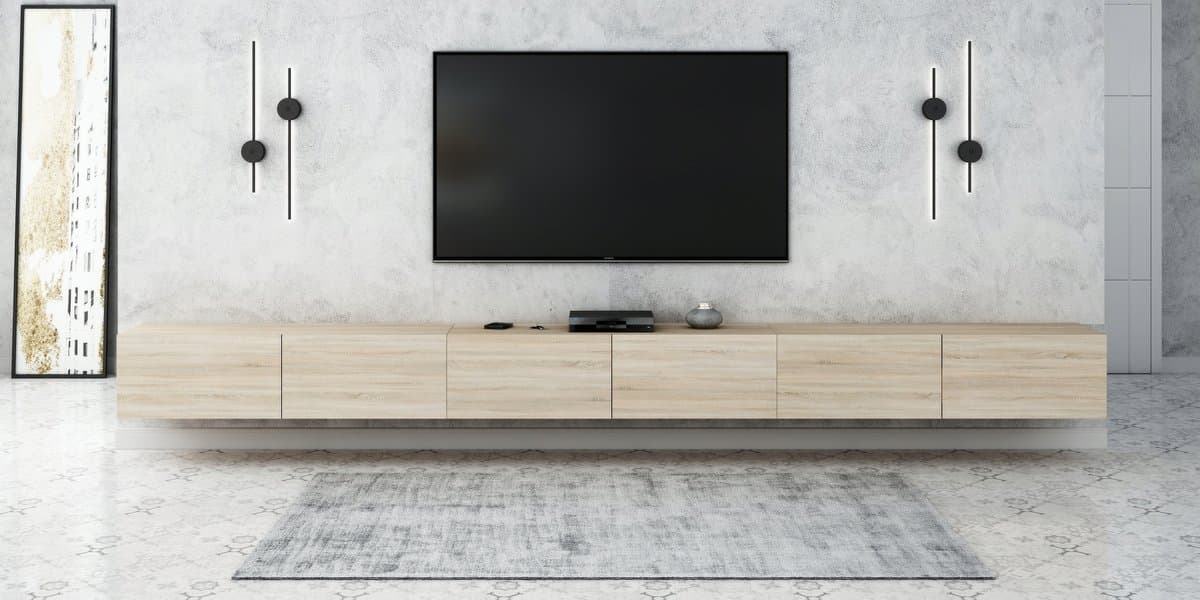 Szafka Rtv Pod Telewizor Komoda Wisząca 360 Cm Dąb Sonoma