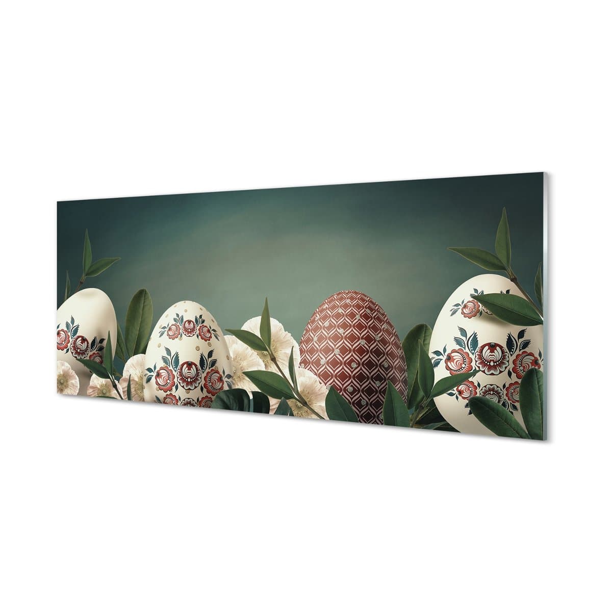 Szklany panel do kuchni Liście jajka kwiaty 125x50 cm