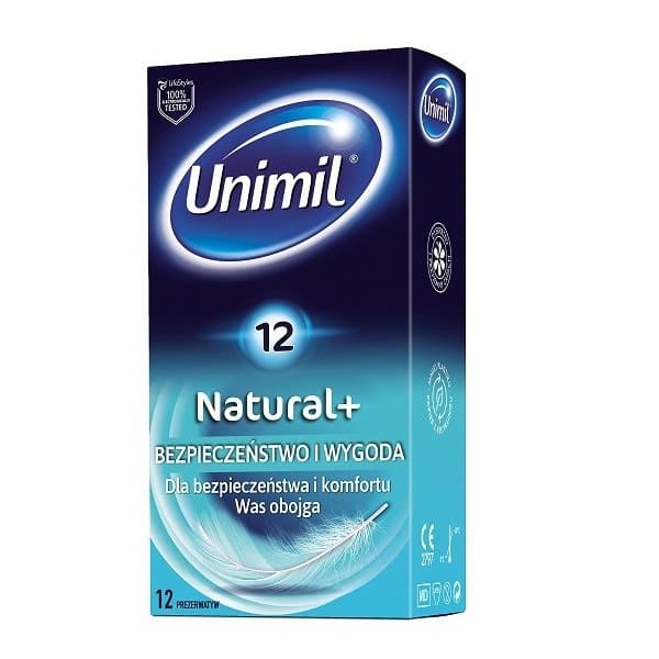 Unimil, Natural, lateksowe prezerwatywy, 12 szt.