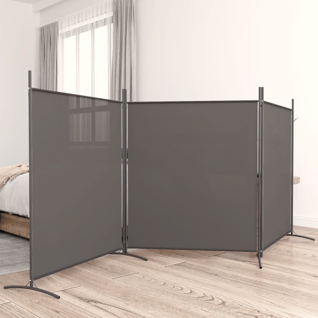 vidaXL Parawan 3-panelowy, antracytowy, 525x180 cm, tkanina
