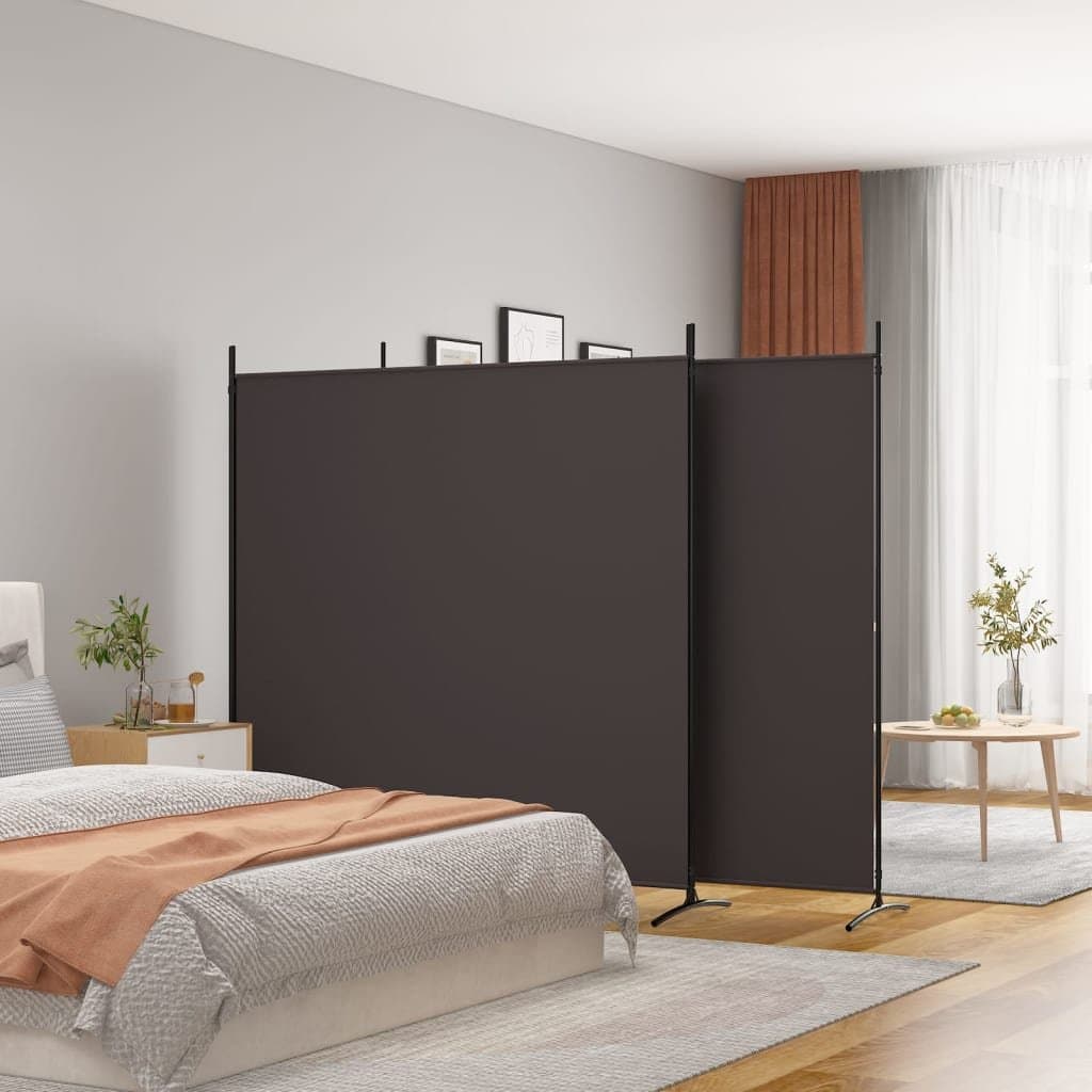 vidaXL Parawan 3-panelowy, brązowy, 525x180 cm, tkanina