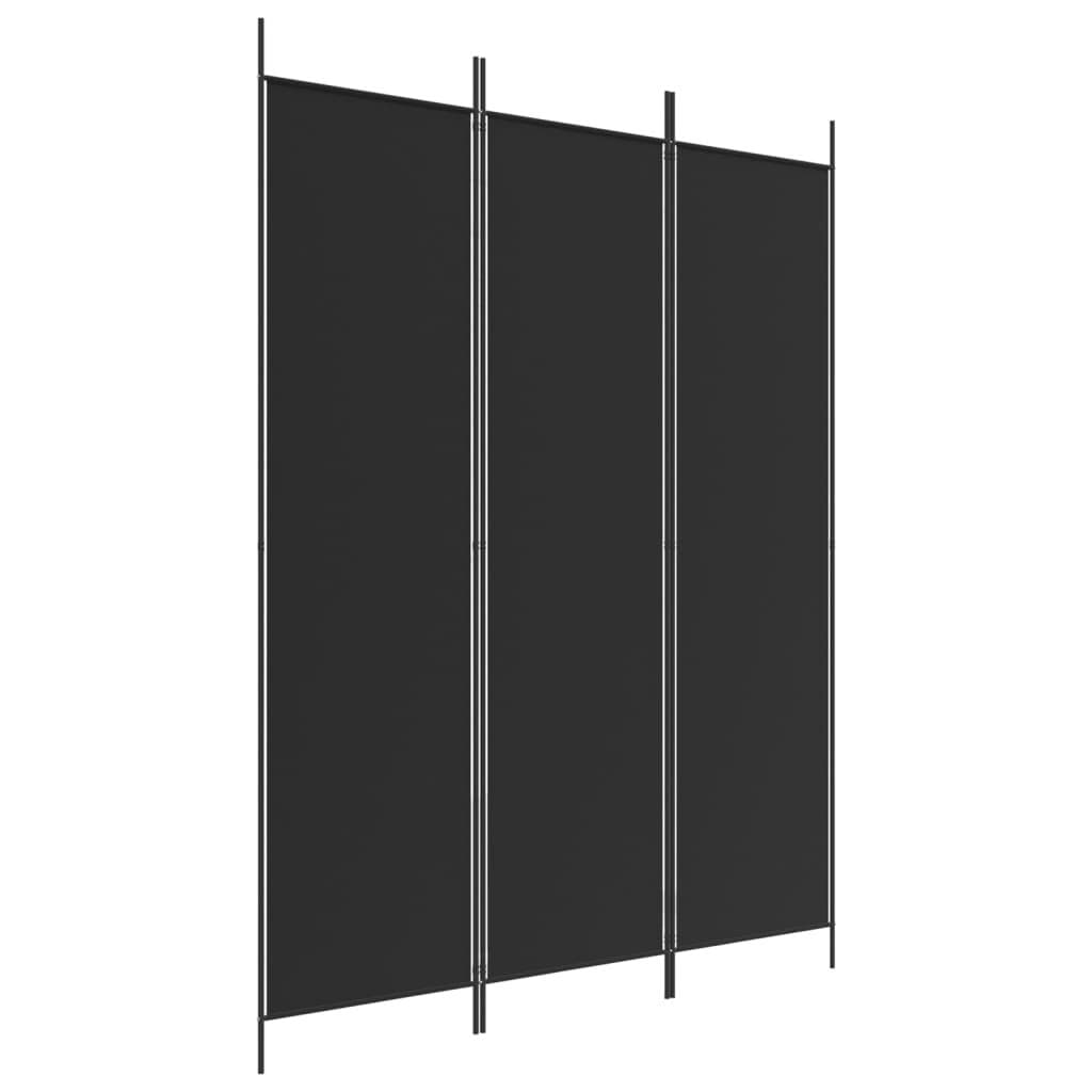 vidaXL Parawan 3-panelowy, czarny, 150x200 cm, tkanina